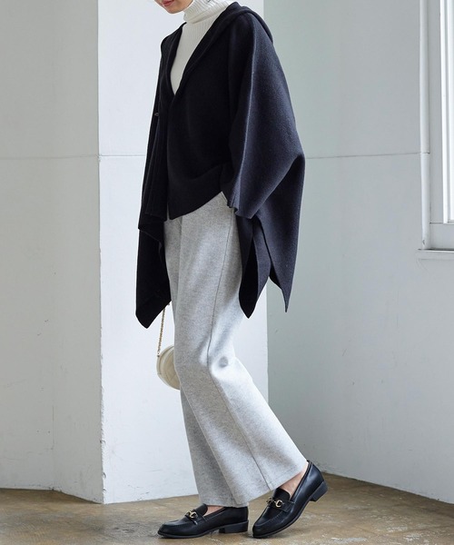 KOBE LETTUCE（コウベレタス）の「フーディニットポンチョコーディガン（ポンチョ・レディース・ブラック/ブラウン系その他/ブラック系その他・FREE）」の6枚目の写真