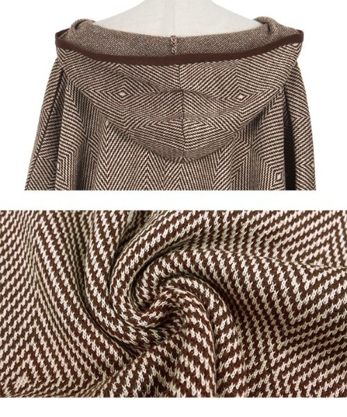 KOBE LETTUCE（コウベレタス）の「フーディニットポンチョコーディガン（ポンチョ・レディース・ブラック/ブラウン系その他/ブラック系その他・FREE）」の5枚目の写真