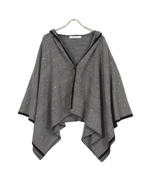 KOBE LETTUCE（コウベレタス）の「フーディニットポンチョコーディガン（ポンチョ・レディース・ブラック/ブラウン系その他/ブラック系その他・FREE）」の9枚目の写真