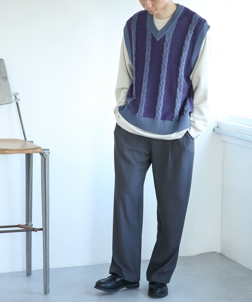 SENSE OF PLACE by URBAN RESEARCH（センスオブプレイスバイアーバンリサーチ）の「『セットアップ対応』『イージーケア』ダブルタックワイドスラックス（スラックス・メンズ・ブラック/ピンク/ライトベージュ/ブルー/オリーブ/チャコールグレー・SMALL/LARGE/MEDIUM）」の15枚目の写真