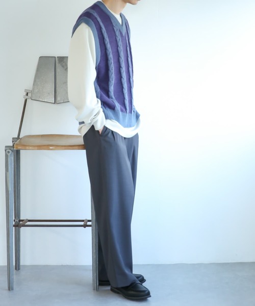 SENSE OF PLACE by URBAN RESEARCH（センスオブプレイスバイアーバンリサーチ）の「『セットアップ対応』『イージーケア』ダブルタックワイドスラックス（スラックス・メンズ・ブラック/ピンク/ライトベージュ/ブルー/オリーブ/チャコールグレー・SMALL/LARGE/MEDIUM）」の17枚目の写真