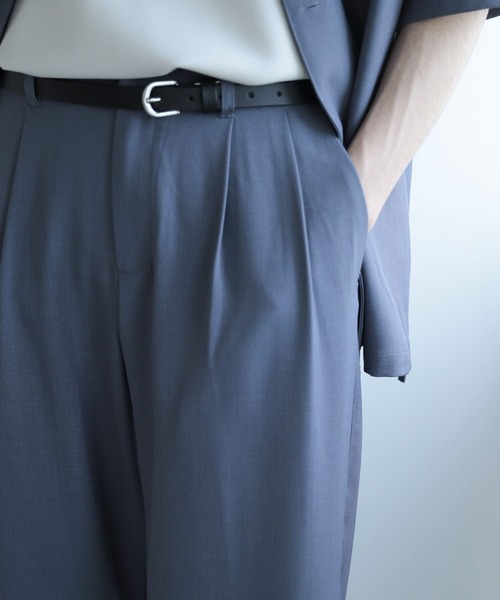 SENSE OF PLACE by URBAN RESEARCH（センスオブプレイスバイアーバンリサーチ）の「『セットアップ対応』『イージーケア』ダブルタックワイドスラックス（スラックス・メンズ・ブラック/ピンク/ライトベージュ/ブルー/オリーブ/チャコールグレー・SMALL/LARGE/MEDIUM）」の18枚目の写真