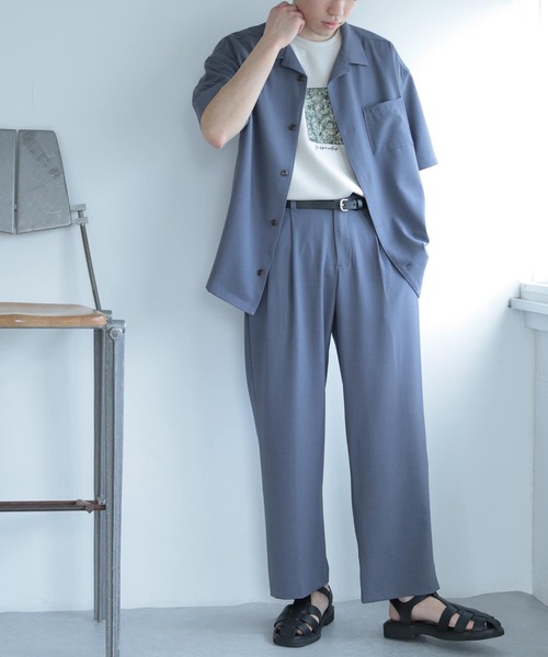 SENSE OF PLACE by URBAN RESEARCH（センスオブプレイスバイアーバンリサーチ）の「『セットアップ対応』『イージーケア』ダブルタックワイドスラックス（スラックス・メンズ・ブラック/ピンク/ライトベージュ/ブルー/オリーブ/チャコールグレー・SMALL/LARGE/MEDIUM）」の21枚目の写真