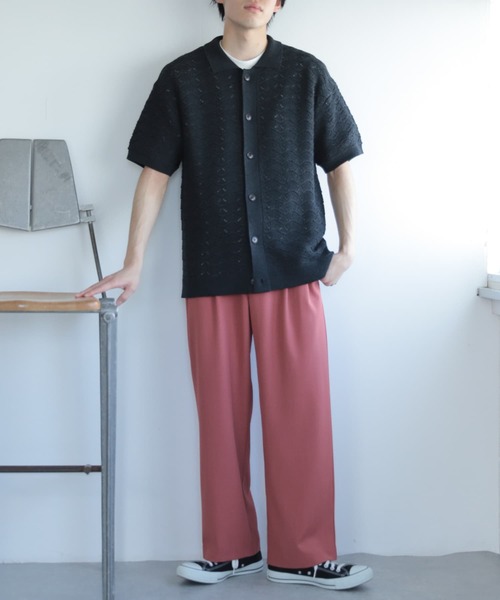 SENSE OF PLACE by URBAN RESEARCH(センスオブプレイスバイアーバンリサーチ)の「『セットアップ対応』『イージーケア』ダブルタックワイドスラックス(スラックス・メンズ・ブラック/ピンク/ライトベージュ/ブルー/オリーブ/チャコールグレー・SMALL/LARGE/MEDIUM)」の18枚目の写真