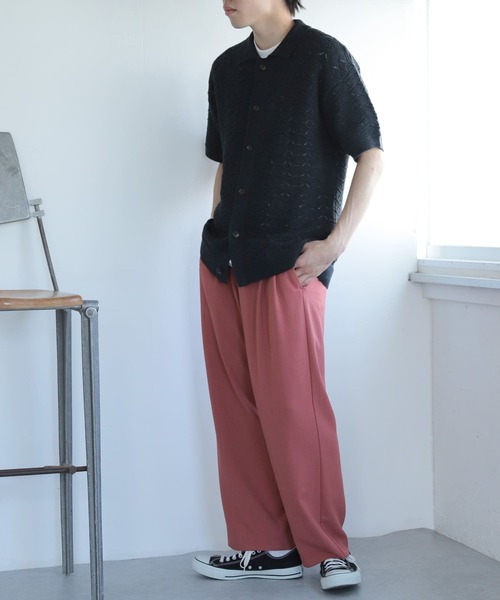 SENSE OF PLACE by URBAN RESEARCH(センスオブプレイスバイアーバンリサーチ)の「『セットアップ対応』『イージーケア』ダブルタックワイドスラックス(スラックス・メンズ・ブラック/ピンク/ライトベージュ/ブルー/オリーブ/チャコールグレー・SMALL/LARGE/MEDIUM)」の19枚目の写真
