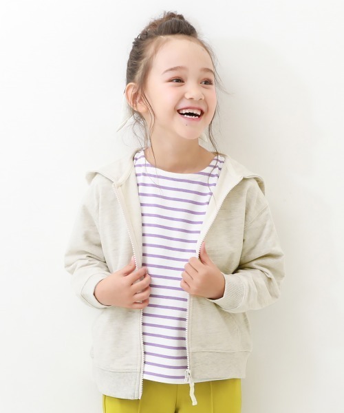 devirock（デビロック）の「無地 スウェット ジップパーカー（パーカー・キッズ・ダークオレンジ/ピンク系その他/グレイッシュブルー/オートミール/杢グレー/ダークパープル/ブルーグレー/グリーン/ブラック/ベージュ/ダークグリーン/イエロー系3/ベージュ系その他/グレー系その他・90cm/100cm/110cm/120cm/130cm/140cm/150cm/160cm）」の6枚目の写真