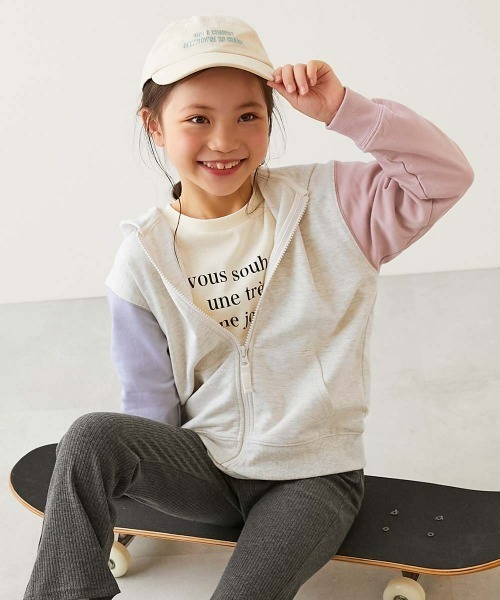 devirock（デビロック）の「無地 スウェット ジップパーカー（パーカー・キッズ・ダークオレンジ/ピンク系その他/グレイッシュブルー/オートミール/杢グレー/ダークパープル/ブルーグレー/グリーン/ブラック/ベージュ/ダークグリーン/イエロー系3/ベージュ系その他/グレー系その他・90cm/100cm/110cm/120cm/130cm/140cm/150cm/160cm）」の7枚目の写真