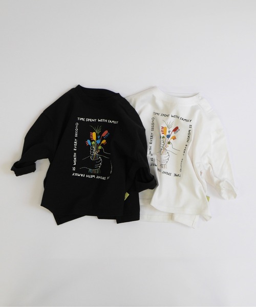 MAKE YOUR DAY（メイクユアデイ）の「ファミリーハブラシ長袖Tシャツ■80～140cm（Tシャツ/カットソー・キッズ・ブラック/オフホワイト/ベージュ・80/90/100/110/120/130/140）」の8枚目の写真