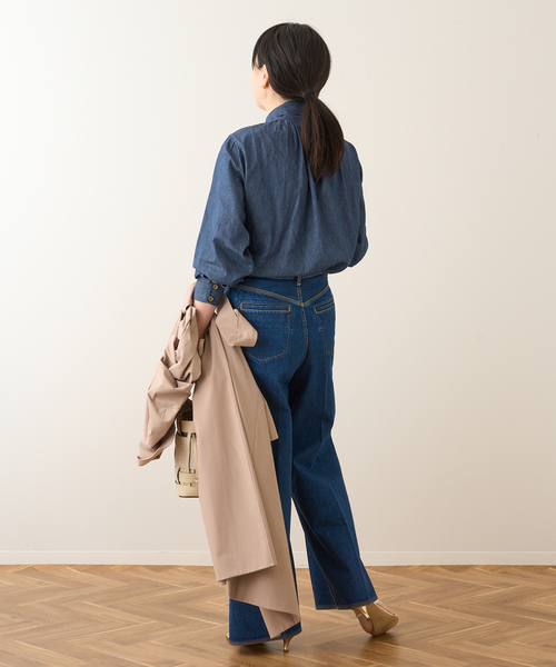 A PUPIL（アピューピル）の「別注【A PUPIL/ア ピューピル】デニムボウタイブラウス（シャツ/ブラウス・レディース・ブルー・FREE）」の3枚目の写真