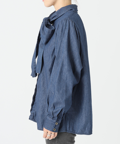 A PUPIL（アピューピル）の「別注【A PUPIL/ア ピューピル】デニムボウタイブラウス（シャツ/ブラウス・レディース・ブルー・FREE）」の11枚目の写真