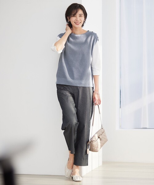 J.PRESS(ジェイプレス)の「【洗える・吸水速乾・接触冷感】リネンツイル ストレート パンツ(その他パンツ・レディース・カーキ系/ブラック系/アイボリー系・11/13/7/9)」の7枚目の写真