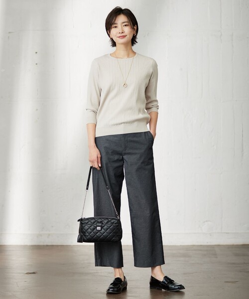 J.PRESS(ジェイプレス)の「【洗える・吸水速乾・接触冷感】リネンツイル ストレート パンツ(その他パンツ・レディース・カーキ系/ブラック系/アイボリー系・11/13/7/9)」の12枚目の写真