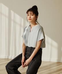 ＜EMMEL REFINES＞EM 2WAY ジップ ショートスリーブ ブラウス