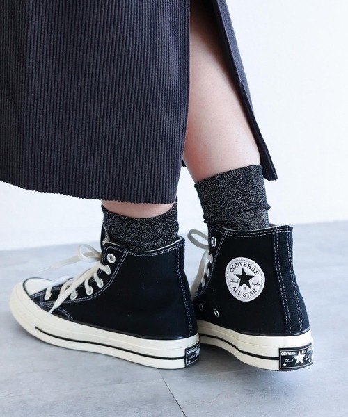 andme（アンドミー）の「ラメソックス（ソックス/靴下・レディース・ベージュ/ブラック/シルバー・23-25cm）」の2枚目の写真