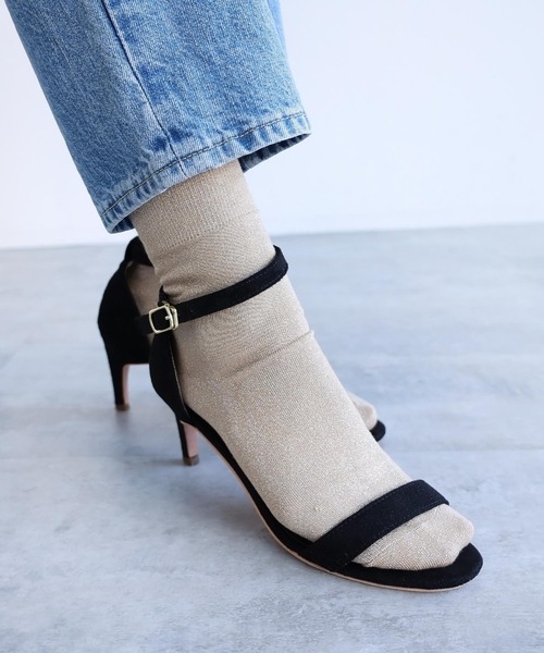 andme（アンドミー）の「ラメソックス（ソックス/靴下・レディース・ベージュ/ブラック/シルバー・23-25cm）」の4枚目の写真