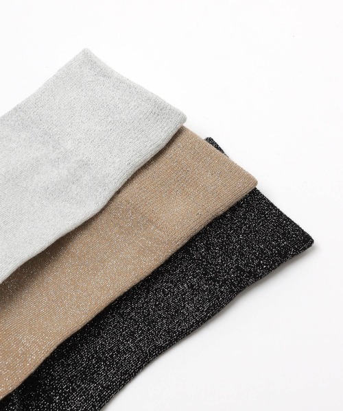 andme（アンドミー）の「ラメソックス（ソックス/靴下・レディース・ベージュ/ブラック/シルバー・23-25cm）」の21枚目の写真