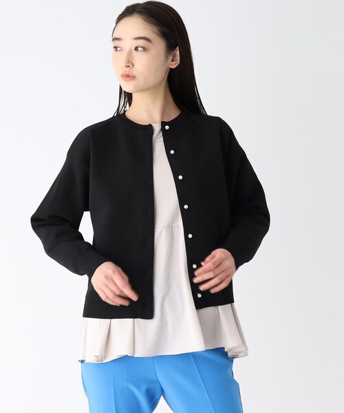 OPAQUE.CLIP（オペークドットクリップ）の「◆パール調ボタン クルーネックカーディガン（カーディガン/ボレロ・レディース・ブラック/オフホワイト・38/40）」の9枚目の写真
