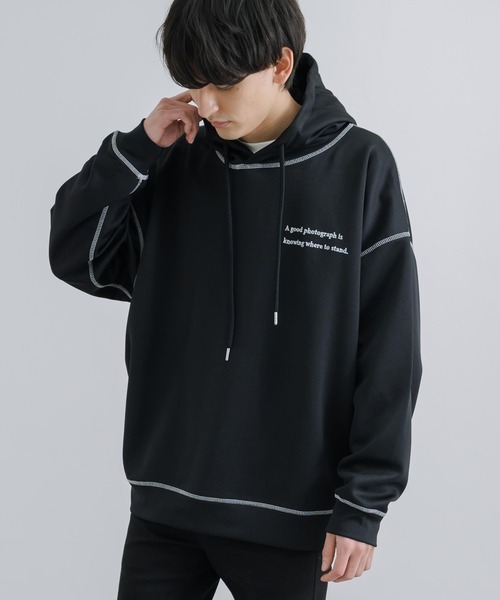 Rocky Monroe(ロッキーモンロー)の「オーバーサイズ グラフィックプリントパーカー 配色ステッチ テックダンボール(パーカー・メンズ・ライトグレー/ブラック/モカ/ブルーグリーン・M/L)」の13枚目の写真