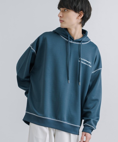Rocky Monroe(ロッキーモンロー)の「オーバーサイズ グラフィックプリントパーカー 配色ステッチ テックダンボール(パーカー・メンズ・ライトグレー/ブラック/モカ/ブルーグリーン・M/L)」の10枚目の写真