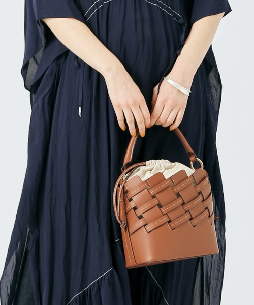 LOWELL things(ロウェル シングス)の「Fere/レザーメッシュBasket 2WAYショルダーBAG(ハンドバッグ・レディース・ブラウン/イエロー/アイボリー・フリー)」の3枚目の写真