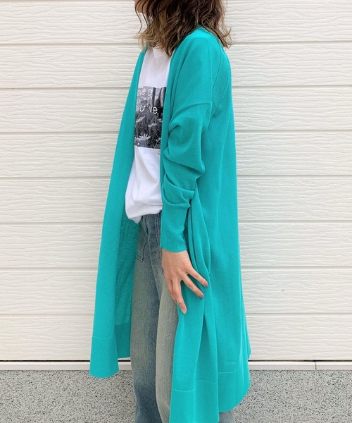 Q(キュー)の「サイドスリットロングカーデ(カーディガン/ボレロ・レディース・ベージュ/モスグリーン/ブラック・MEDIUM)」の11枚目の写真