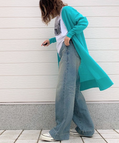 Q(キュー)の「サイドスリットロングカーデ(カーディガン/ボレロ・レディース・ベージュ/モスグリーン/ブラック・MEDIUM)」の14枚目の写真