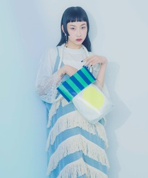 MONDEWORK（モンドワーク）の「BINUMO stripe/ PVC バケツバッグ（ショルダーバッグ）」