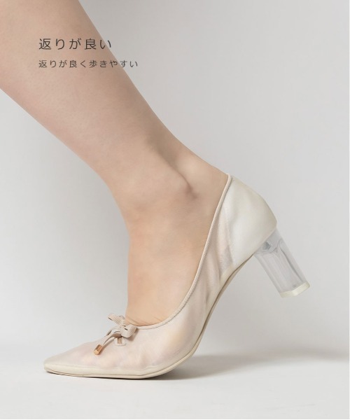 RANDA パンプス ソフトクリアヒールリボンパンプス : ZOZOTOWN