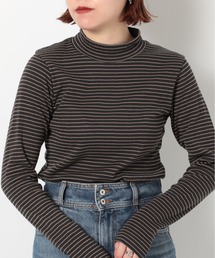 【Healthknit】53008 ベーシックボーダーフライスモックネックTシャツ 長袖