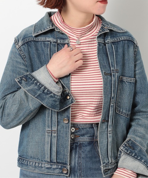 Healthknit(ヘルスニット)の「【Healthknit】53008 ベーシックボーダーフライスモックネックTシャツ 長袖(Tシャツ/カットソー・レディース・ネイビー/グリーン/レッド/ベージュ/ブラック・M)」の5枚目の写真