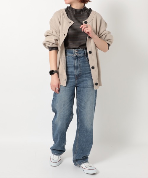 Healthknit(ヘルスニット)の「【Healthknit】53008 ベーシックボーダーフライスモックネックTシャツ 長袖(Tシャツ/カットソー・レディース・ネイビー/グリーン/レッド/ベージュ/ブラック・M)」の15枚目の写真