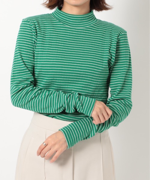 Healthknit(ヘルスニット)の「【Healthknit】53008 ベーシックボーダーフライスモックネックTシャツ 長袖(Tシャツ/カットソー・レディース・ネイビー/グリーン/レッド/ベージュ/ブラック・M)」の9枚目の写真