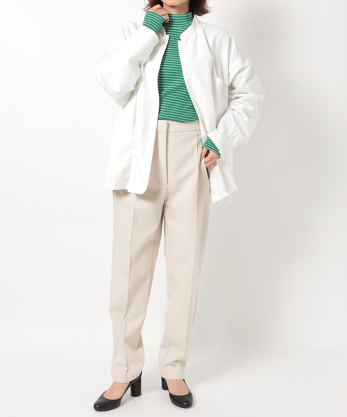 Healthknit(ヘルスニット)の「【Healthknit】53008 ベーシックボーダーフライスモックネックTシャツ 長袖(Tシャツ/カットソー・レディース・ネイビー/グリーン/レッド/ベージュ/ブラック・M)」の14枚目の写真