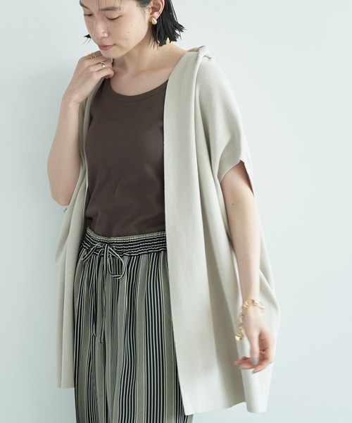 AMERICAN HOLIC（アメリカンホリック）の「コクーンニットジレ（ベスト・レディース・ライトグレー/ブラック・FREE）」の2枚目の写真