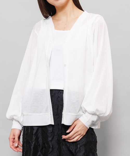 mili an deni(ミリアンデニ)の「UVパフスリーブカーディガン(カーディガン/ボレロ・レディース・ライトグリーン/ライトグレー/ホワイト/モカ/ネイビー/ベージュ/ブルー/ダークアッシュ/レモンイエロー/ダークオレンジ/チャコールグレー/アッシュグレー/アイボリー/ダークパープル/カーキ/ブルーグリーン/ブラック/ライム・L/M)」の19枚目の写真