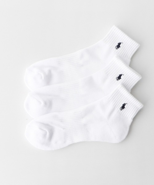 POLO RALPH LAUREN（ポロ ラルフ ローレン）の「【3足セット】POLO RALPH LAUREN メンズ 足底パイル アーチサポート ワンポイント ショートソックス 92009914（ソックス/靴下・メンズ・ブラック/マルチ/ホワイト・25-27CM）」の2枚目の写真