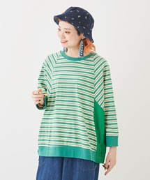 CUBE SUGAR（キューブシュガー）の「WEB限定強撚糸カットソー異素材切替プルオーバー（Tシャツ/カットソー）」