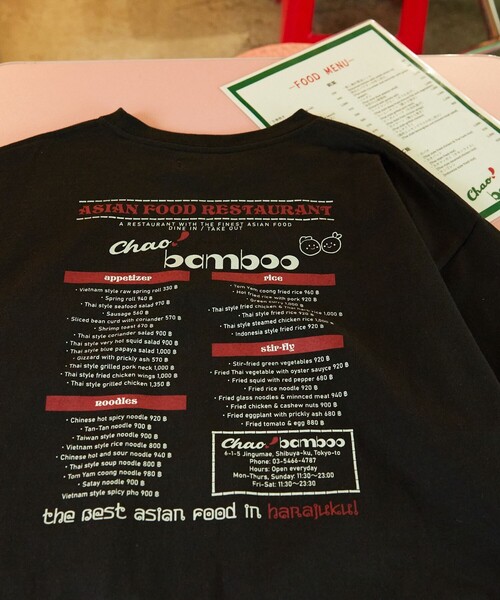 FREAK'S STORE（フリークスストア）の「▽【限定展開】Chao! bamboo/チャオバンブー　別注バックプリントTシャツ（Tシャツ/カットソー・レディース・ライトピンク/ブラック/オフホワイト/グリーン・MEDIUM/SMALL/LARGE）」の3枚目の写真