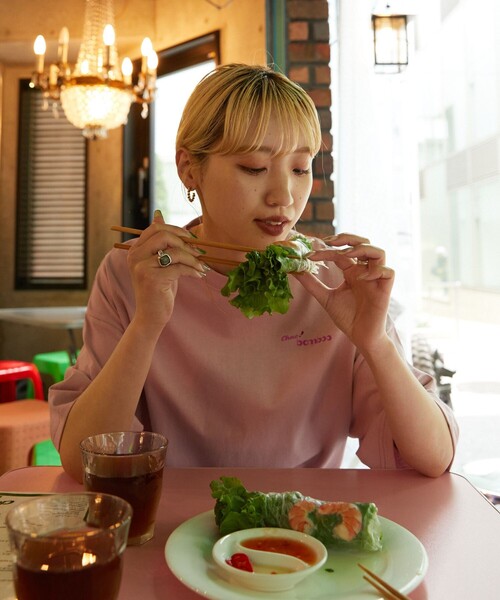 FREAK'S STORE（フリークスストア）の「▽【限定展開】Chao! bamboo/チャオバンブー　別注バックプリントTシャツ（Tシャツ/カットソー・レディース・ライトピンク/ブラック/オフホワイト/グリーン・MEDIUM/SMALL/LARGE）」の22枚目の写真