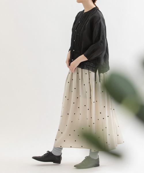 ノップドゥノッド nop de nod polkaフロックパネルプリーツスカート （ブラック） ノップドゥノッド nop de nod polkaフロックパネルプリーツ