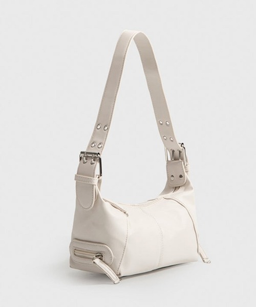 【ベルトデザインでコーデのアクセントに！】スクエアベルトショルダーレザーバッグ（ショルダーバッグ）｜Silly（シリー）