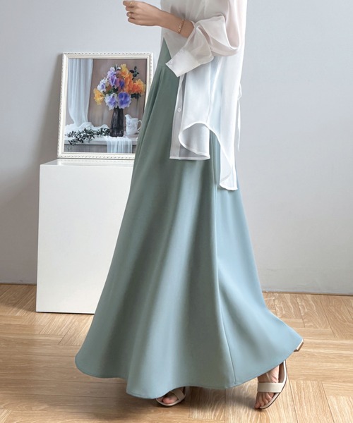 ABITOKYO（アビトーキョー）の「ハイウエストマキシ丈フレアロングスカート（スカート・レディース・ブラック/ベージュ/グリーン/ダークベージュ/ブラウン/ブルーグレー/ネイビー・S/M/L）」の12枚目の写真