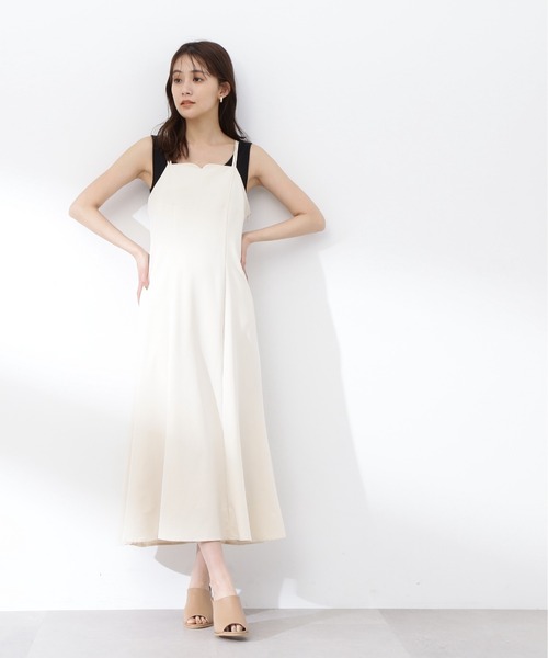 N.（N. Natural Beauty Basic）（エヌエヌナチュラルビューティーベーシック）の「◆ダブルストラップキャミワンピース（ワンピース・レディース・オフホワイト/ブラック・MEDIUM）」の5枚目の写真