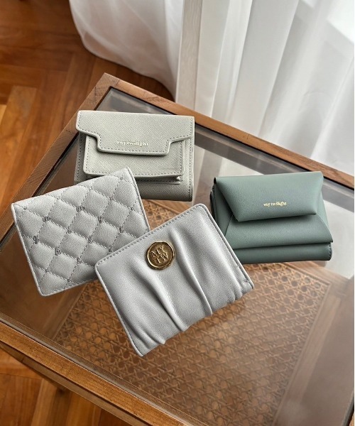 Mal.キルティング 本革イージーウォレット ベージュ mytwilight イニシャルキルティングウォレット（財布）｜my