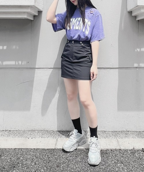 Figments(フィグメンツ)の「カーゴミニスカート(スカート・レディース・グレー/ブラック・FREE)」の3枚目の写真