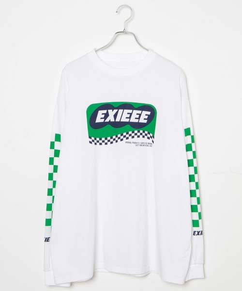 EXIEEE（イグジー）の「チェッカーフラグスリーブロンＴ（Tシャツ/カットソー・レディース・ブラック/ホワイト・MEDIUM/SMALL/LARGE）」の7枚目の写真