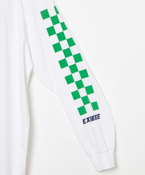 EXIEEE（イグジー）の「チェッカーフラグスリーブロンＴ（Tシャツ/カットソー・レディース・ブラック/ホワイト・MEDIUM/SMALL/LARGE）」の5枚目の写真