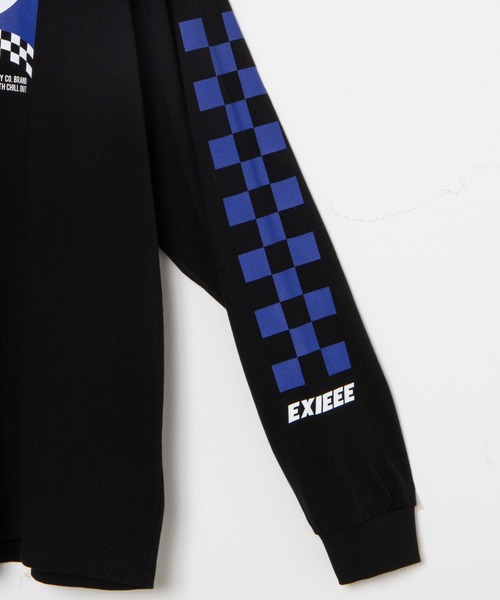 EXIEEE（イグジー）の「チェッカーフラグスリーブロンＴ（Tシャツ/カットソー・レディース・ブラック/ホワイト・MEDIUM/SMALL/LARGE）」の10枚目の写真