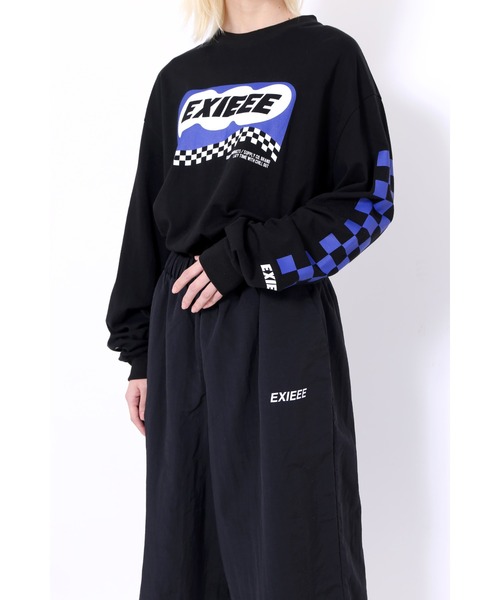 EXIEEE（イグジー）の「チェッカーフラグスリーブロンＴ（Tシャツ/カットソー・レディース・ブラック/ホワイト・MEDIUM/SMALL/LARGE）」の13枚目の写真