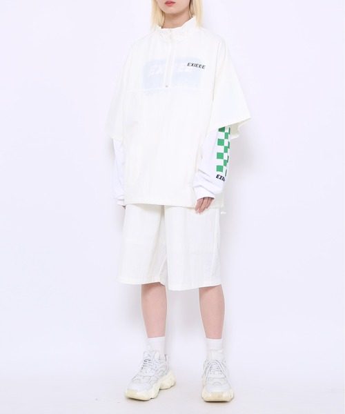 EXIEEE（イグジー）の「チェッカーフラグスリーブロンＴ（Tシャツ/カットソー・レディース・ブラック/ホワイト・MEDIUM/SMALL/LARGE）」の9枚目の写真